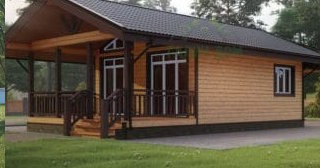 Проект одноэтажного дома из бруса с террасой - Строительство в Киржаче от Строй-Крж от 132457 руб.